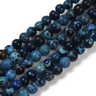 1 streng 4 mm. Regalite/Imperial Jasper streng. Midnatsblå